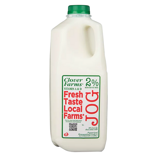 Clover Farms 2% Reduced Fat Milk - 1/2 Gallon