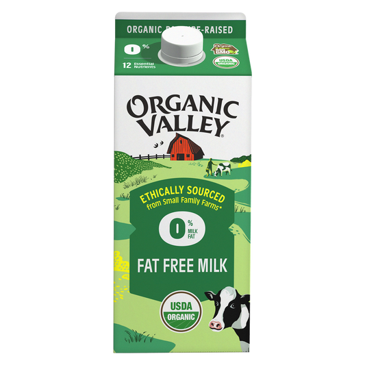 Organic Valley Fat Free Milk 1/2 Gallon CA